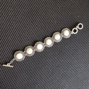 Elegant Silver and White Bracelet